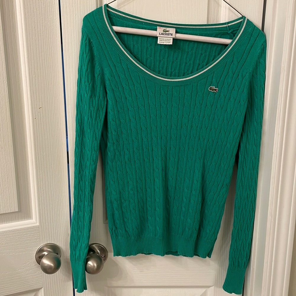 Kelly Green Lacoste cableknit sweater
